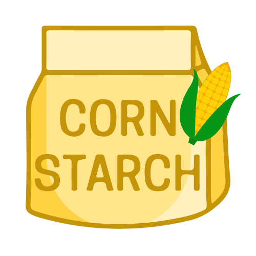 Illustration of a corn starch container with a corn kernel on a white background