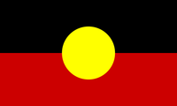Flag with a yellow circle on a black and red background