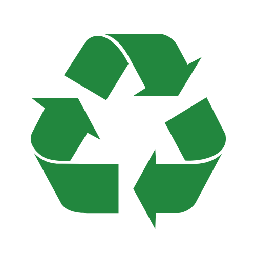 Green recycling symbol on a white background