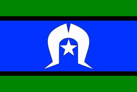 Flag with a white emblem featuring a star on a blue and green background